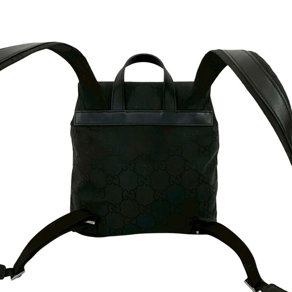 GUCCI GG pattern nylon and leather drawstring mini backpack/daypack, black, i... - Picture 3 of 10